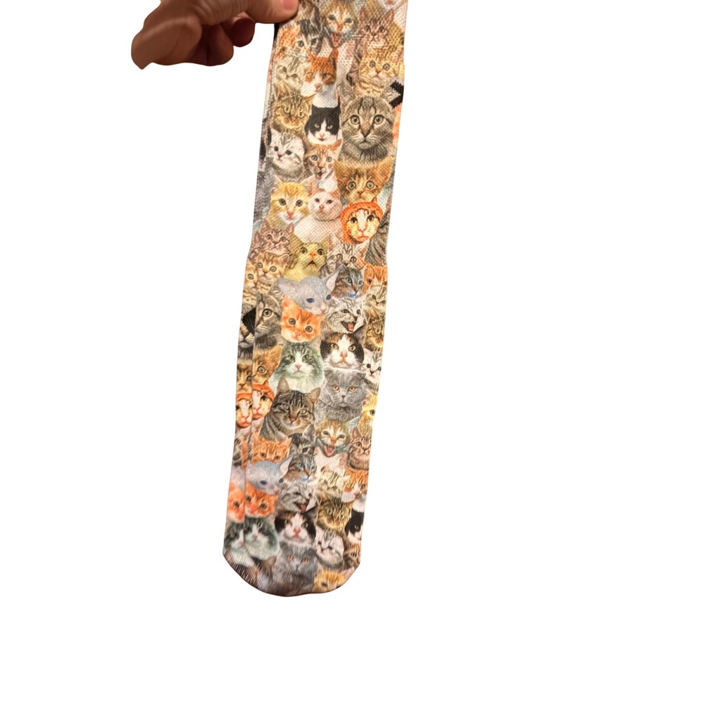 Novelty Cat Print Crew Socks Fun Cute Kitten Faces Crazy Socks